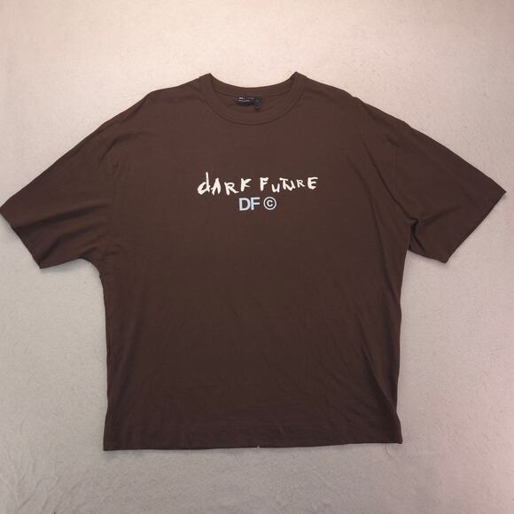 Asos Design Dark Future Crew Neck Graphic T-Shirt Mens Size Large L Brown - Picture 2 of 9